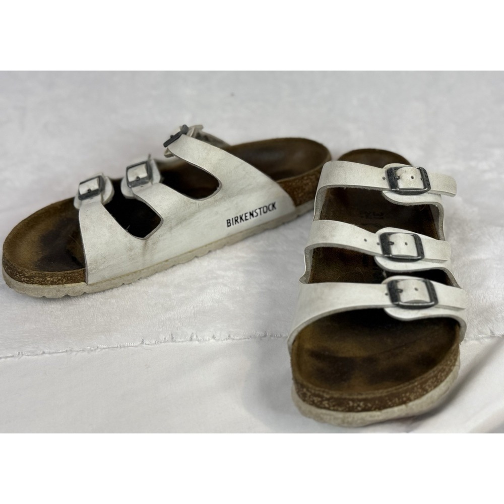 Birkenstock Florida White Sandals EU 37 US 6 Triple Strap Comfort Summer‎